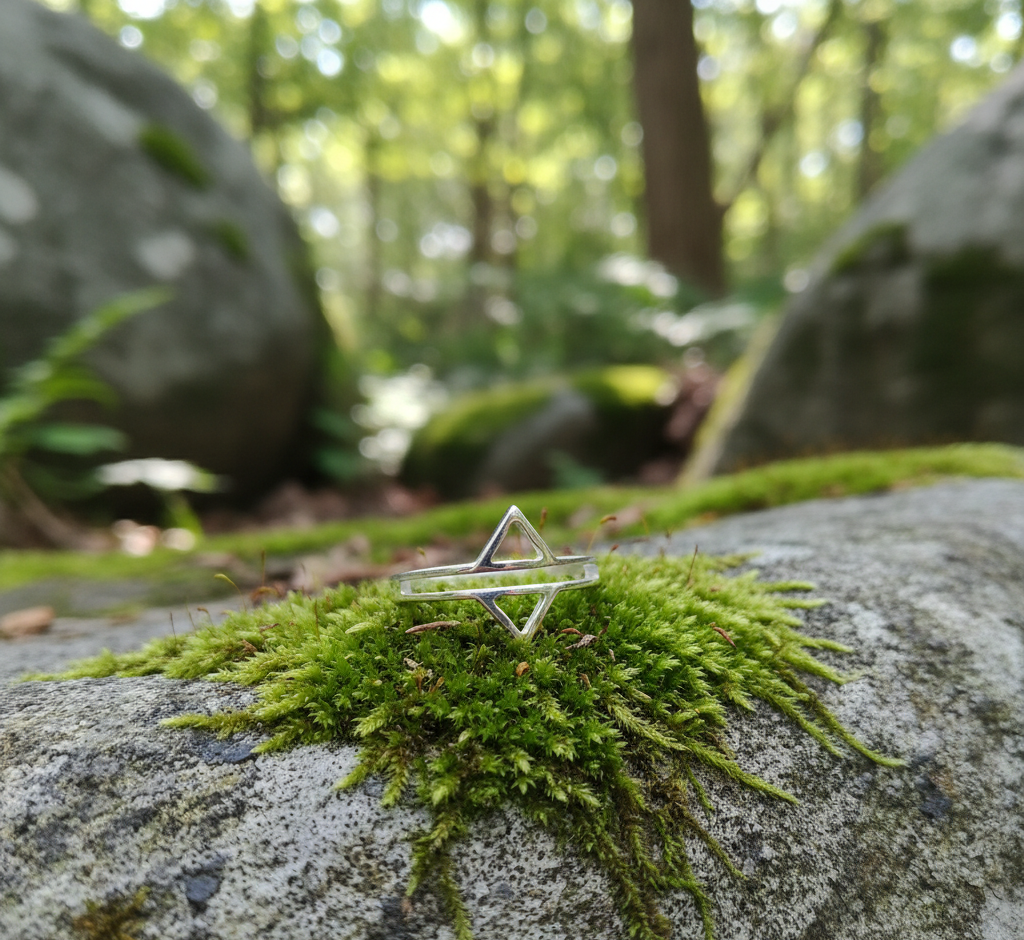 Dual Simple Open Triangle Ring Silver