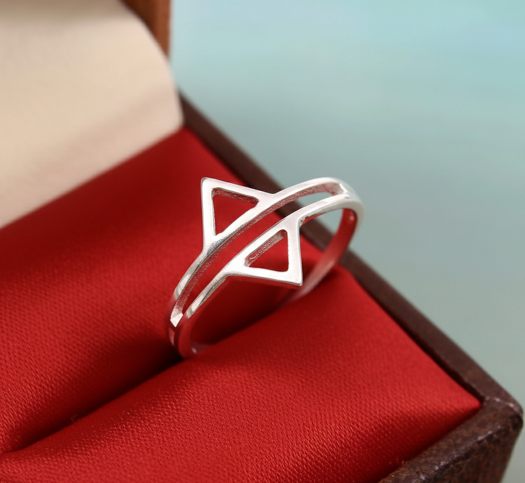 Dual Simple Open Triangle Ring Silver