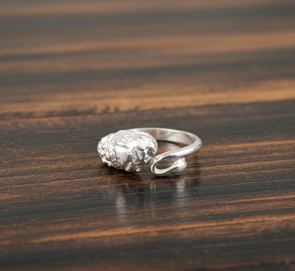 925 Sterling Lion Face Adjustable Ring