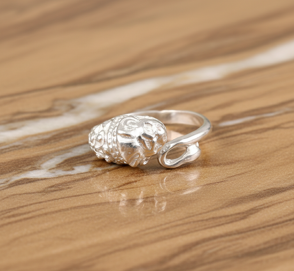 925 Sterling Lion Face Adjustable Ring