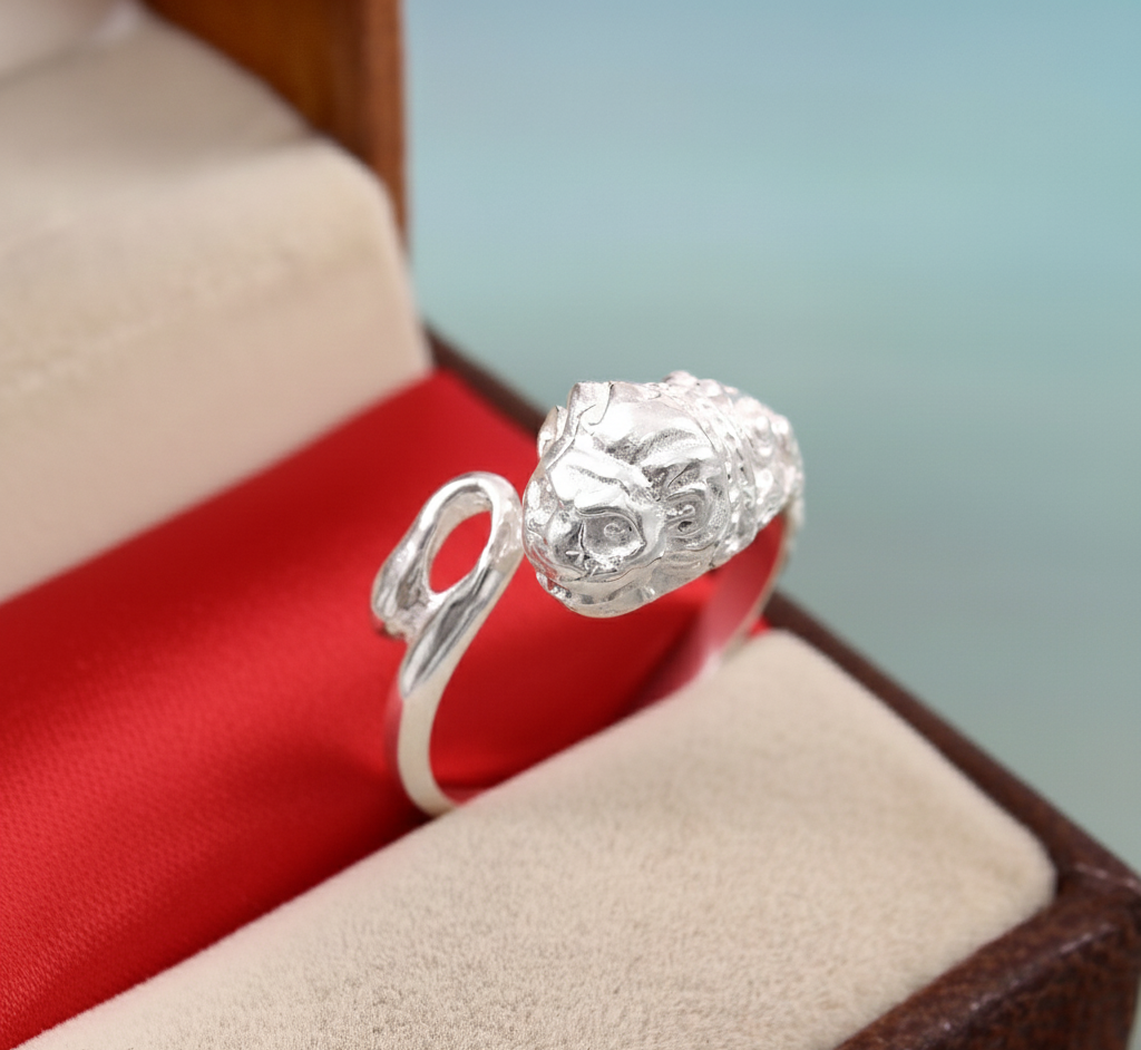 925 Sterling Lion Face Adjustable Ring