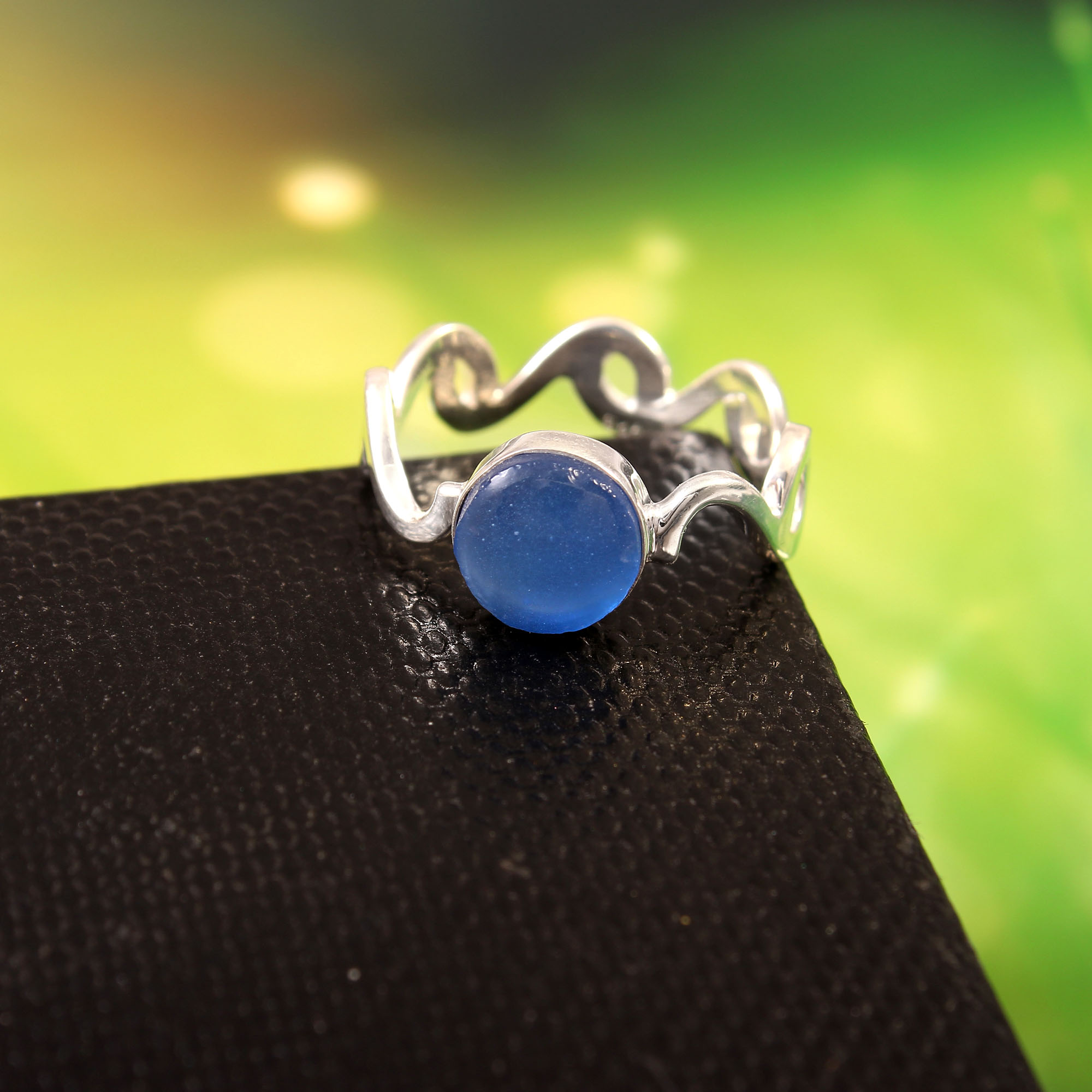 925 Sterling Silver Blue Chalcedony Ring