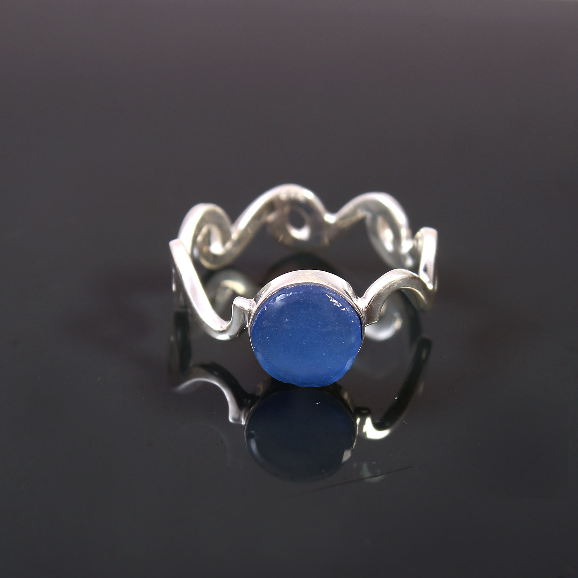 925 Sterling Silver Blue Chalcedony Ring