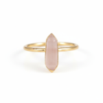 Pencil Shape Rose Quartz Gemstone Handmade 925 Silver Ring