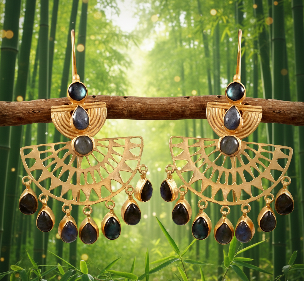 925 Sterling Silver Labradorite Dangle Earrings For Women