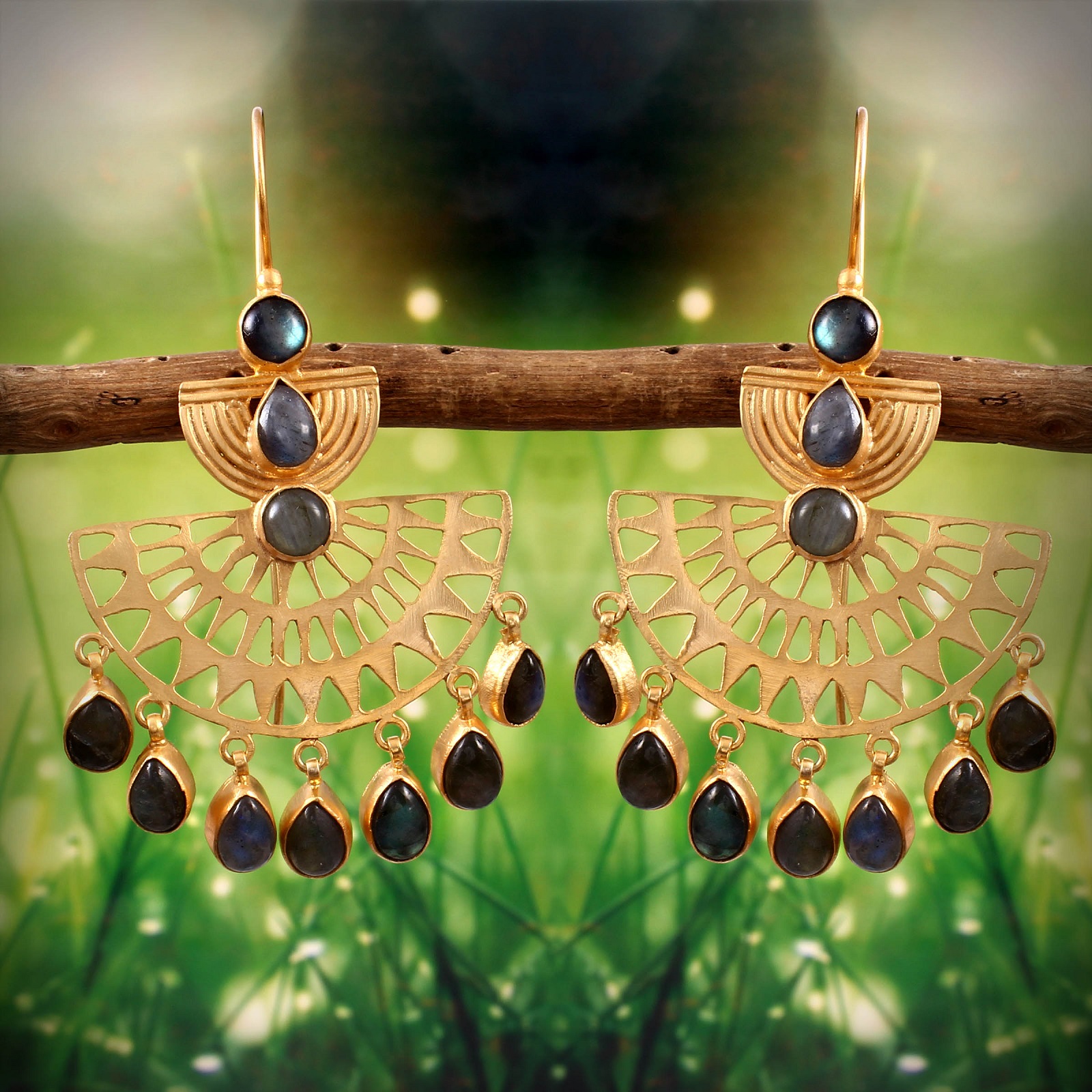 925 Sterling Silver Labradorite Dangle Earrings For Women