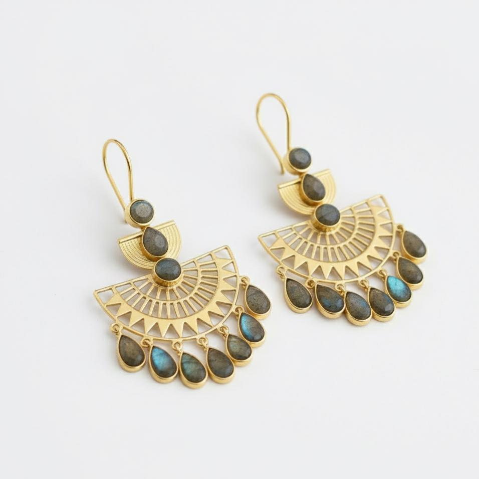 925 Sterling Silver Labradorite Dangle Earrings For Women