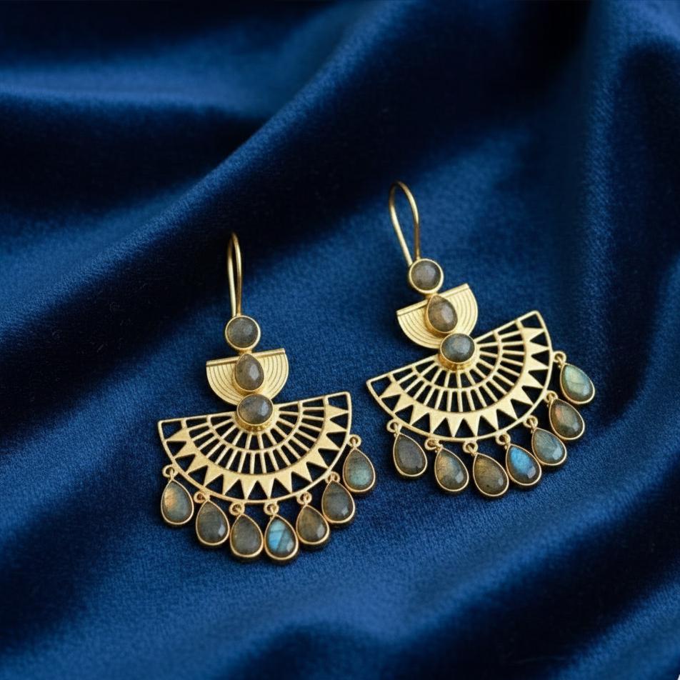 925 Sterling Silver Labradorite Dangle Earrings For Women