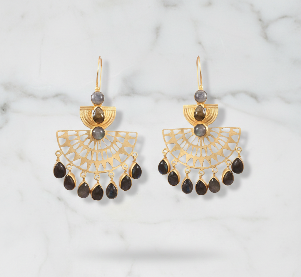 925 Sterling Silver Labradorite Dangle Earrings For Women