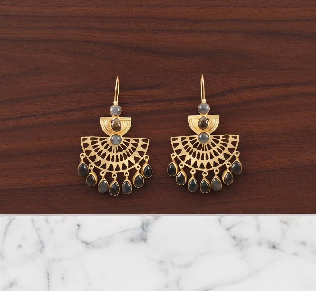 925 Sterling Silver Labradorite Dangle Earrings For Women