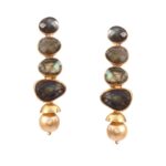 925 Silver Random Shape Labradorite And pearls Earrings