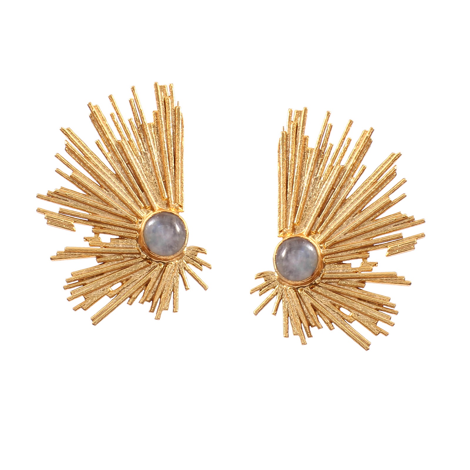 925 Sterling Silver Abstract Earrings With Rainbow Moonstone