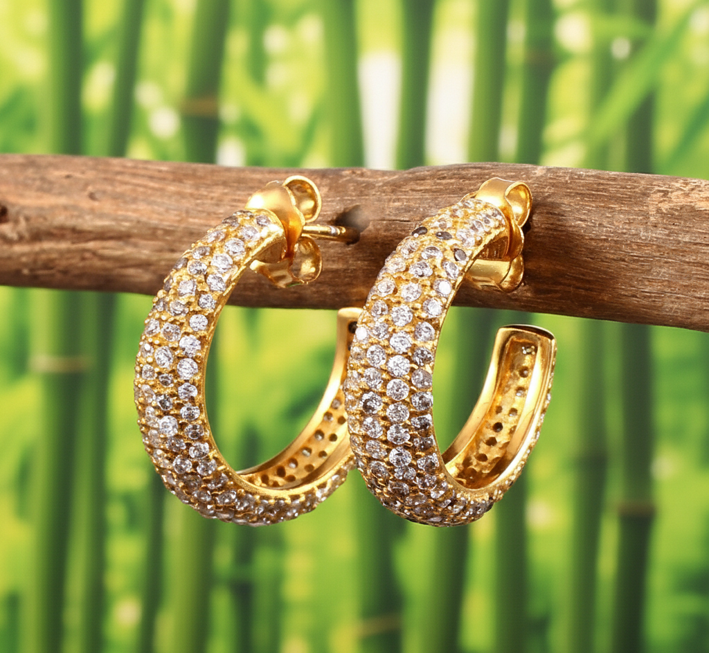 925 Sterling Silver Sparkle Huggie Earrings With White CZ - Image 9