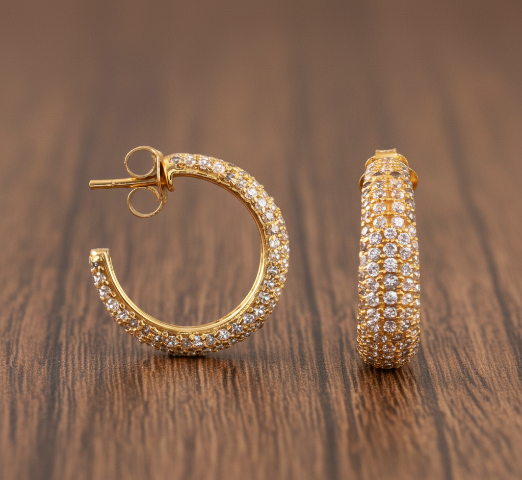 925 Sterling Silver Sparkle Huggie Earrings With White CZ