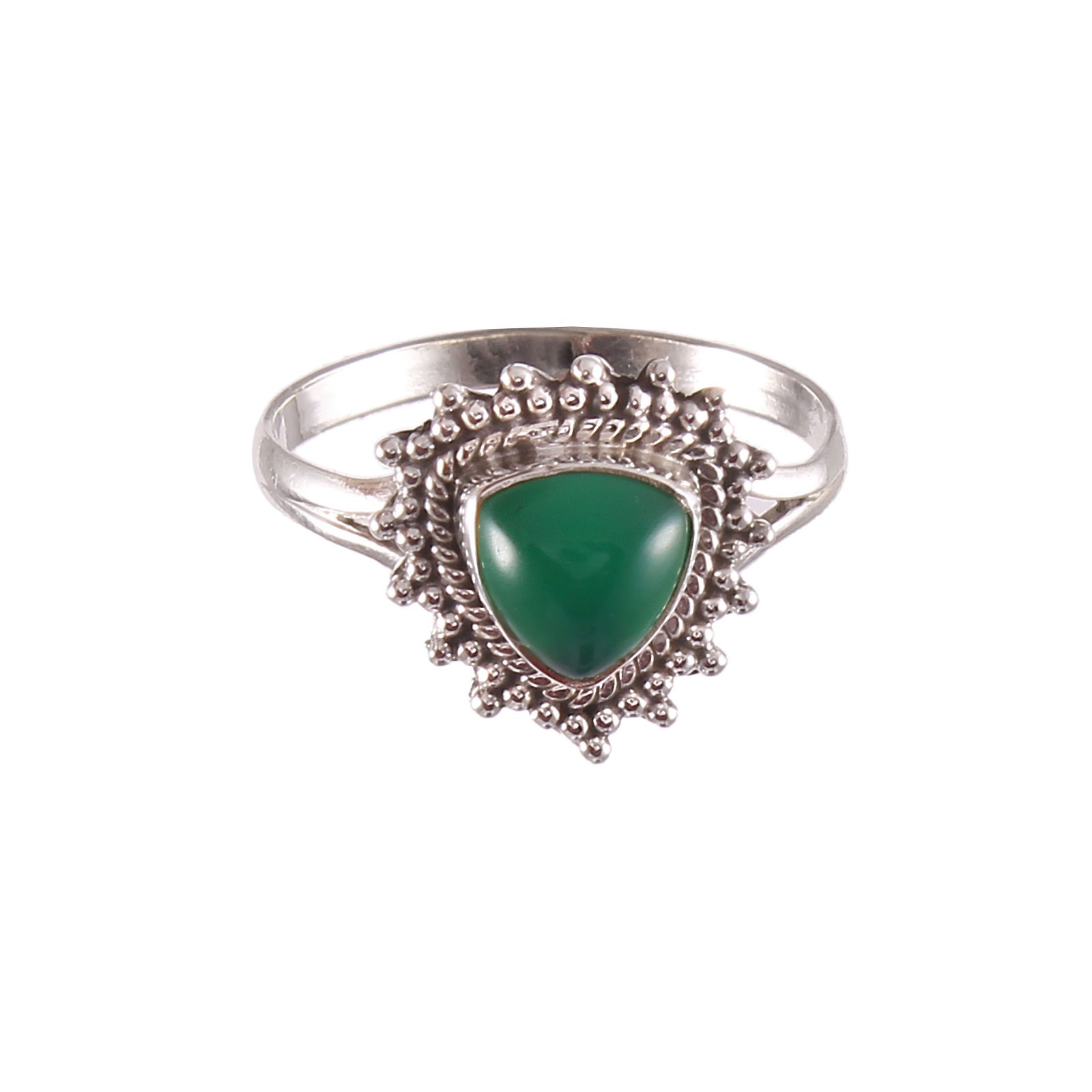925 Sterling Silver Handmade Green Onyx Ring
