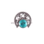 925 Sterling Silver Round Turquoise Gemstone Handmade Ring
