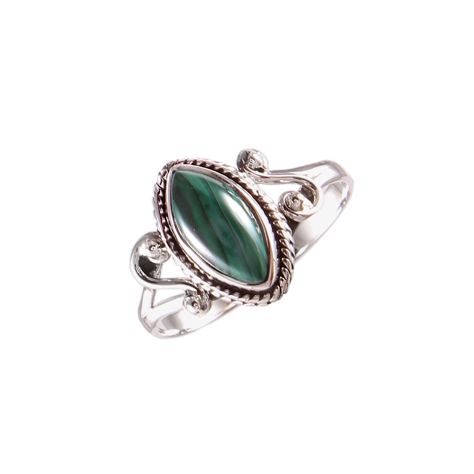 Handmade 925 Sterling Silver Malachite Gemstone Ring
