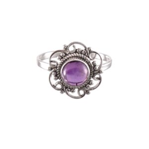 Handmade 925 Sterling Silver Round Amethyst Ring
