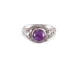 925 Sterling Silver Natural Amethyst Designer Ring