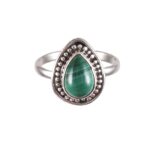 925 Sterling Silver Pear Malachite Ring