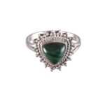 925 Sterling Silver Trillion Malachite Green Ring