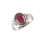 925 Sterling Silver Oval Red Garnet Stone Ring