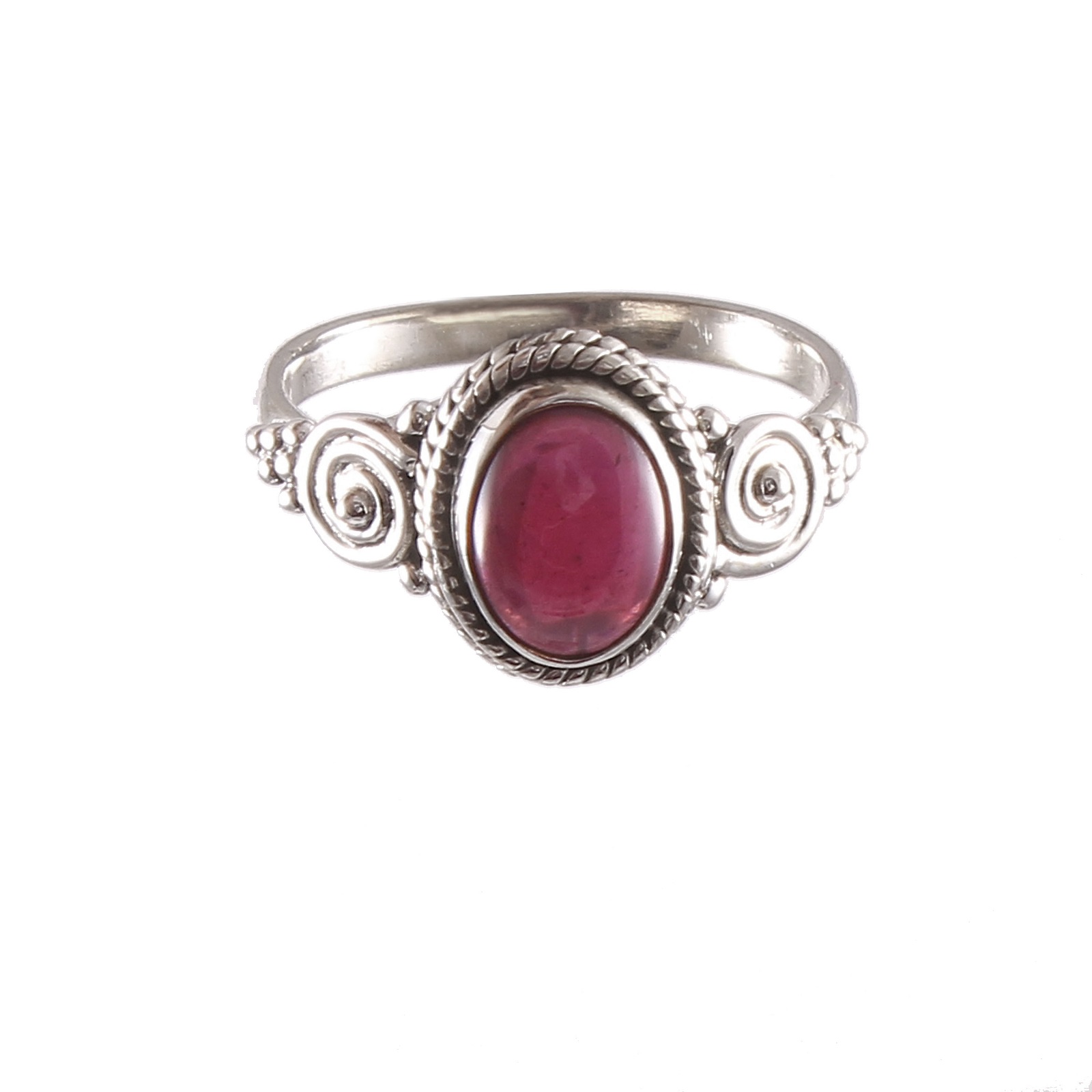925 Sterling Silver Oval Red Garnet Stone Ring