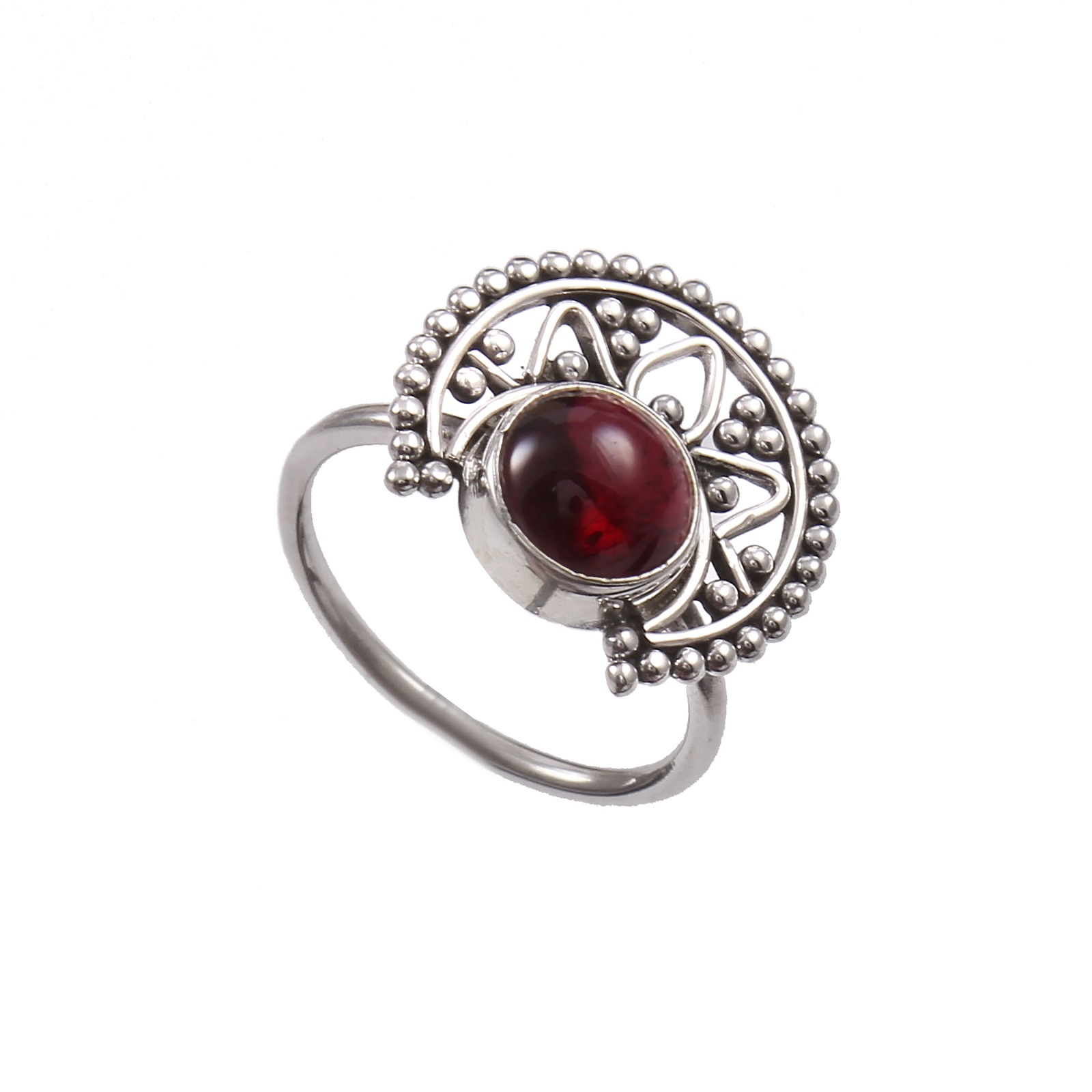925 Sterling Silver Handmade Garnet Design Ring