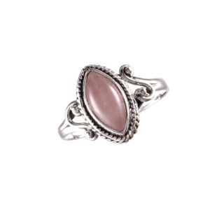 925 Sterling Silver Rose Quartz Marquise Ring
