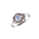 Handmade 925 Sterling Silver Oval Rainbow Moonstone Ring