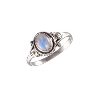 Handmade 925 Sterling Silver Oval Rainbow Moonstone Ring