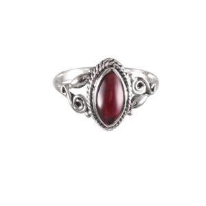 Handmade 925 Sterling Silver Marquise Garnet Ring