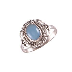 925 Sterling Silver Natural Blue Chalcedony Ring