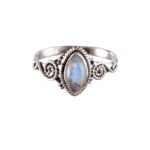 925 Sterling Silver Marquise Rainbow Moonstone Ring