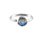 Women's 925 Sterling Silver Ring Cabochon Labradorite Bezel Setting