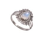 925 Sterling Silver Rainbow Moonstone Rava Design Ring