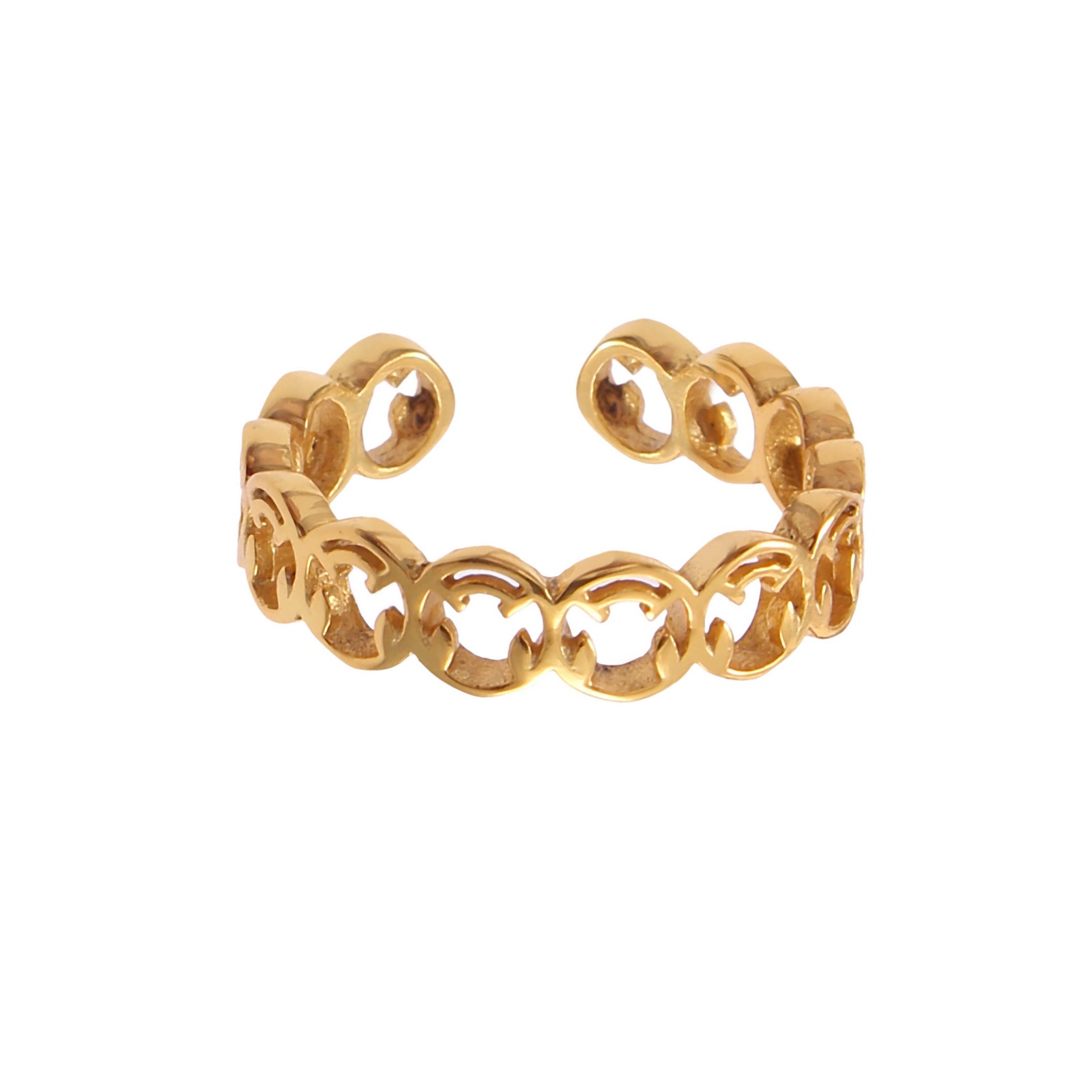 Gold Plated 925 Sterling Silver Adjustable Smiley Face Ring