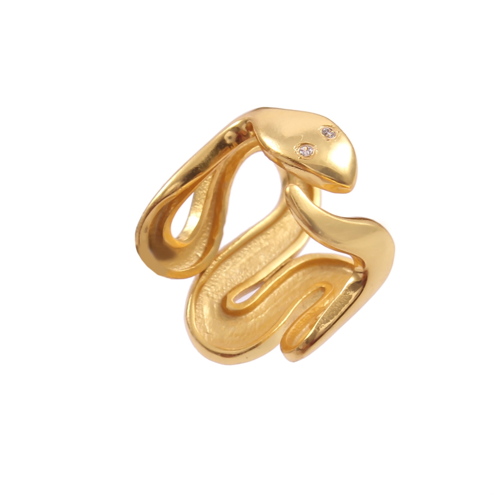 Snake Adjustable Ring With White CZ For Women