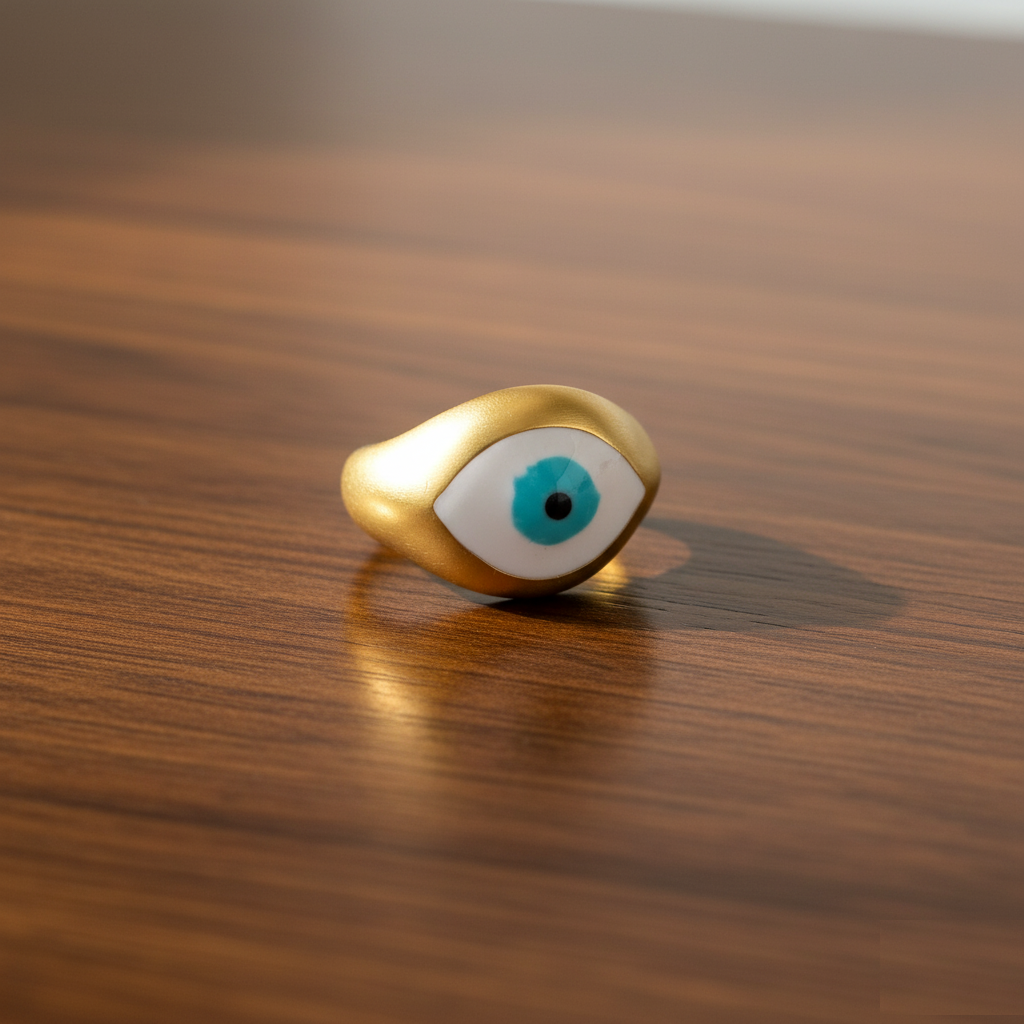 Gold Plated 925 Sterling Silver Evil Eye Ring