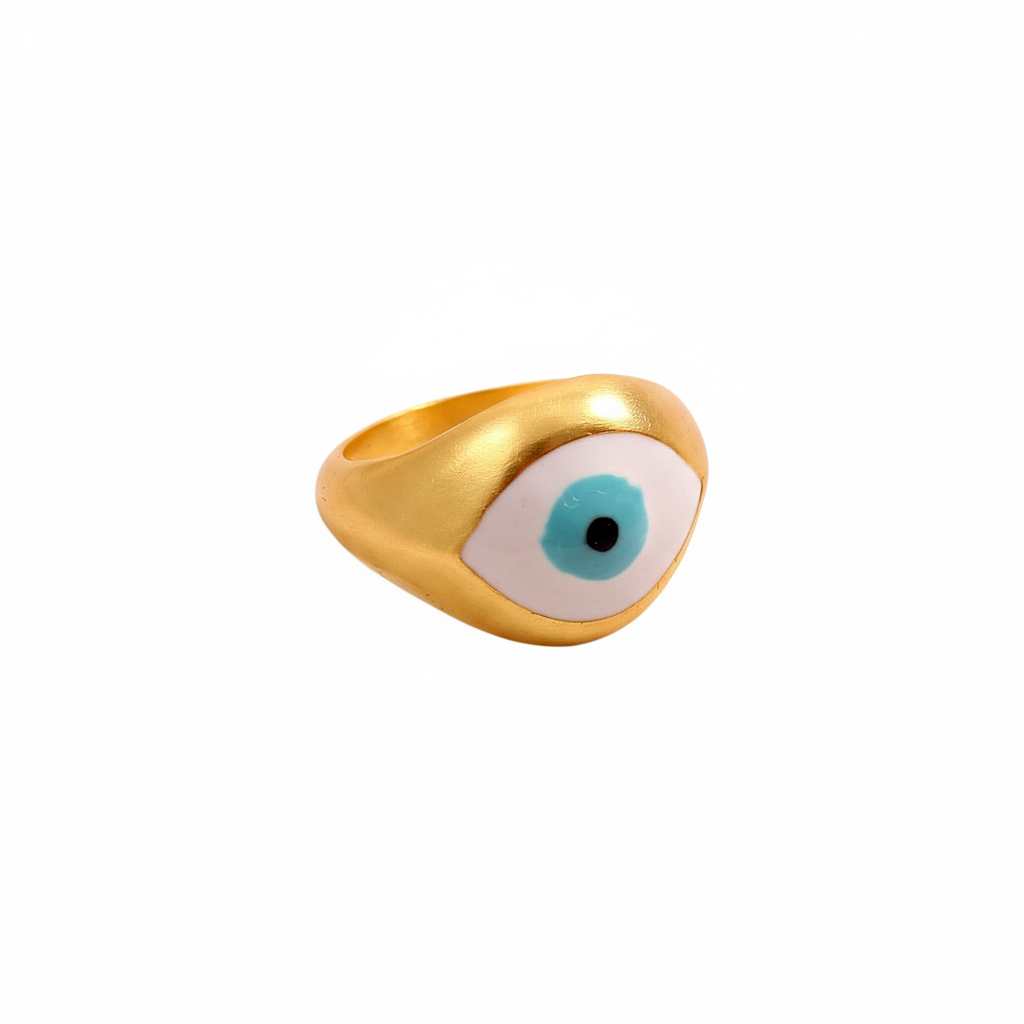 Gold Plated 925 Sterling Silver Evil Eye Ring
