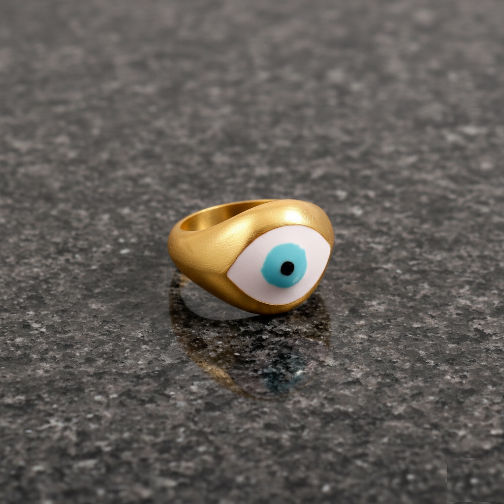Gold Plated 925 Sterling Silver Evil Eye Ring