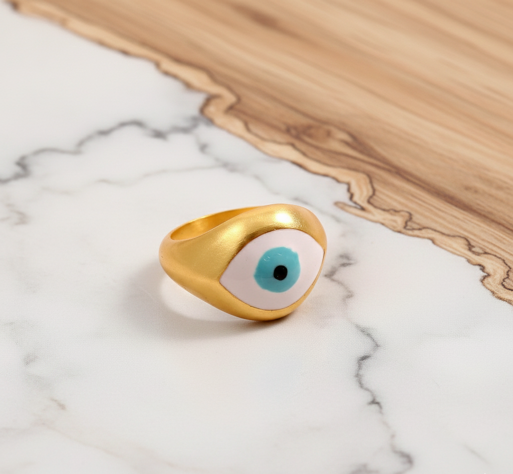 Gold Plated 925 Sterling Silver Evil Eye Ring