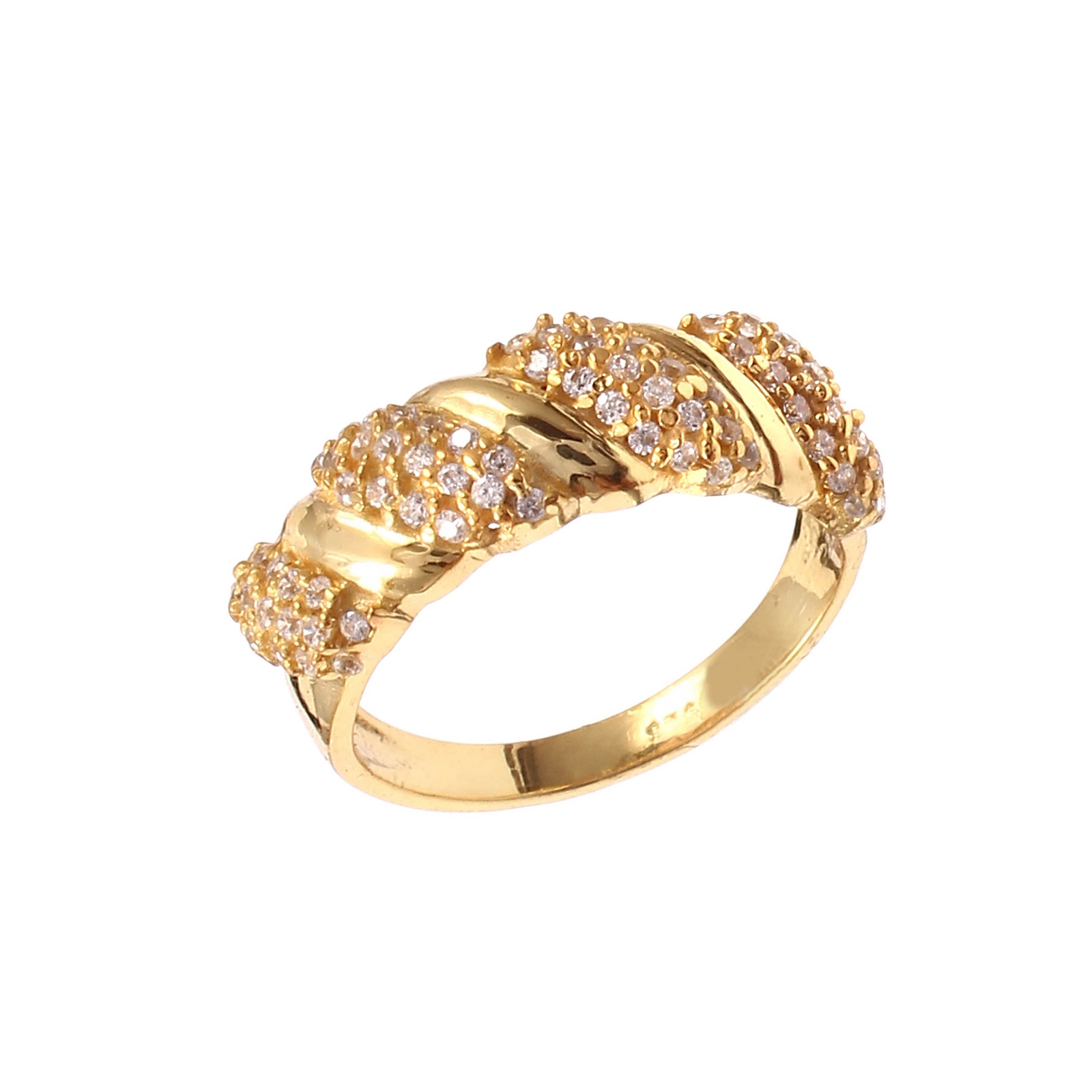 Gold Plated 925 Sterling Silver Croissant White CZ Ring