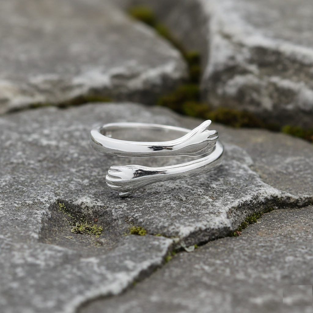 925 Sterling Silver Adjustable Hugging Ring For Unisex