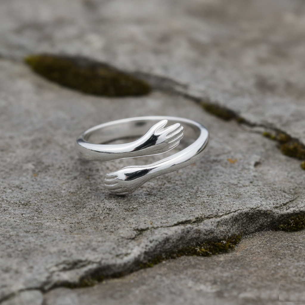 925 Sterling Silver Adjustable Hugging Ring For Unisex