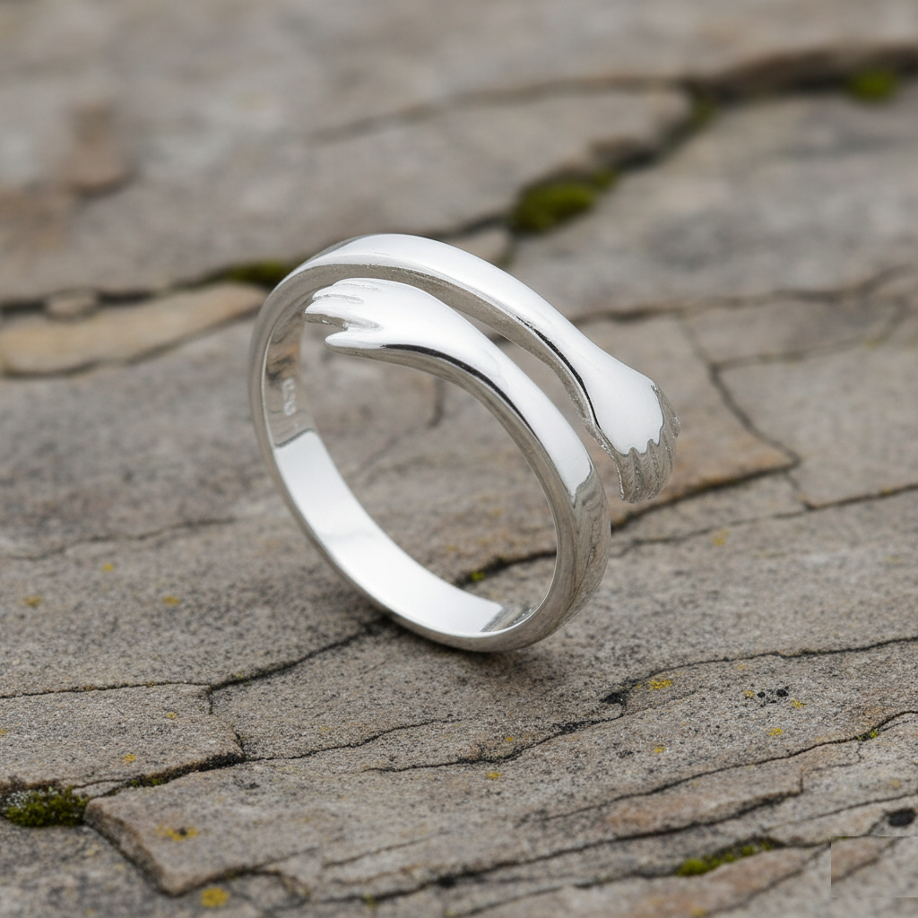 925 Sterling Silver Adjustable Hugging Ring For Unisex