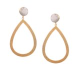 925 Silver Textured Drop Earrings With Rainbow Moonstone