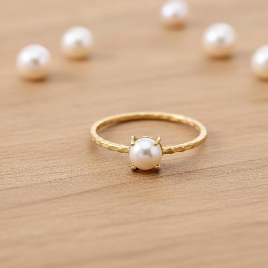 Gold Plated 925 Sterling Silver Fresh Water Pearl Ring Women
