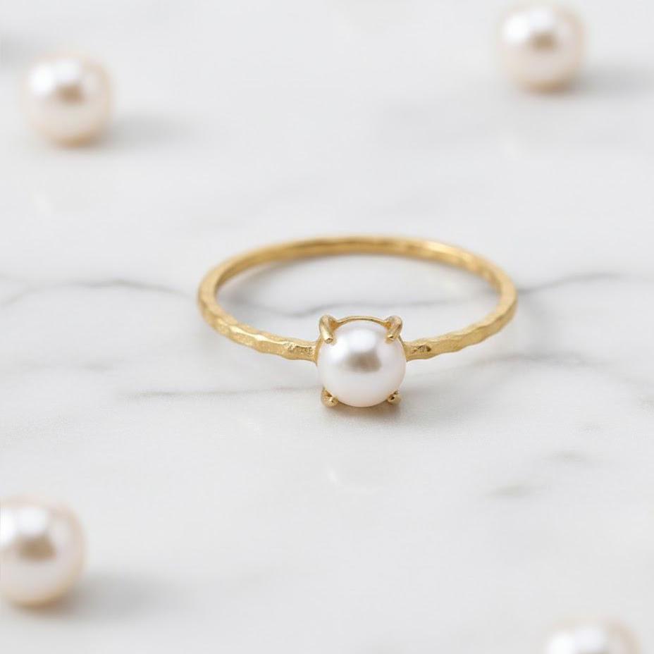 Gold Plated 925 Sterling Silver Fresh Water Pearl Ring Women