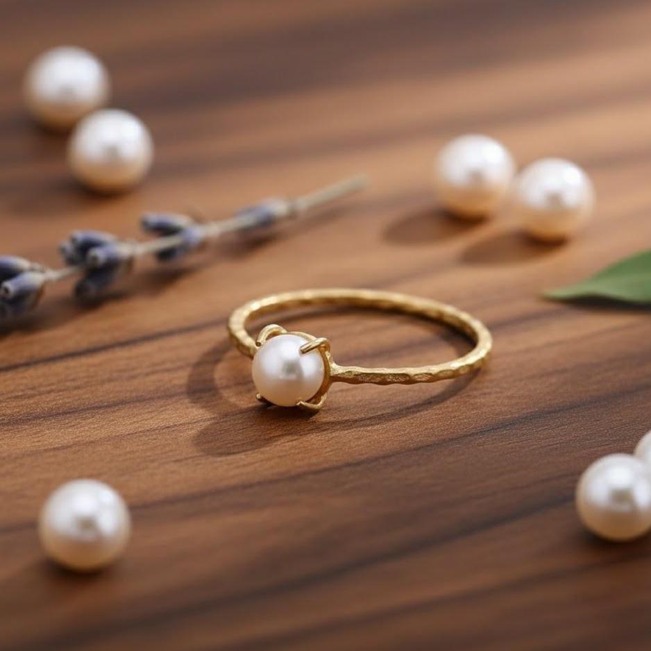 Gold Plated 925 Sterling Silver Fresh Water Pearl Ring Women